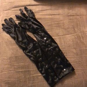 Black elbow length silky gloves